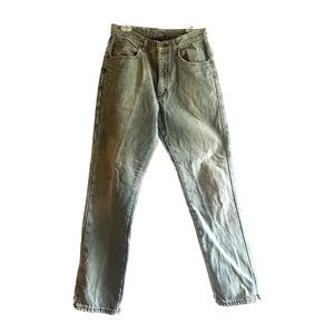 Vintage L.L. Bean fleece-lined green/blue jeans